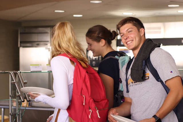 university students at a canteen